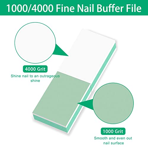 CGBE Nail Buffer Block and Shine Kit, 50 Count Mini Nail Buffer for Polishing Smooth and Shiny Natural Nails Fingernail Mini Buffer Nail File Smoother Buffer Block 1000/4000 Grit - Green