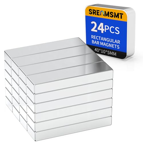 Image of Powerful Neodymium Bar Magnets, 24 Pack Heavy Duty Magnet, 40x10x5mm | Rare Earth Magnets, Rectangular Magnets, Small Magnet Strong for Fridge, DIY, Garage, Kitchen, Science, Craft, Office