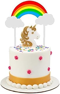 Unicorn Cake/Food/Cupcake Decoration Decorating Topper Kit (Bright Rainbow & Unicorn Candle)