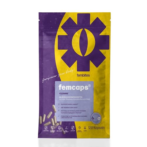 fembites femcaps Cleanse - Hochdosiertes Supplement für Hormonelle Balance - Mit Biotin Zink Vitamin C & Selen - Vegan & Laborgeprüft - 120 Kapseln