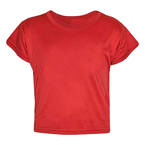 Image of Loxdonz Girls Basic Dance Crop Top Kids Plain Short Sleeve Crop T-Shirt Tees Top