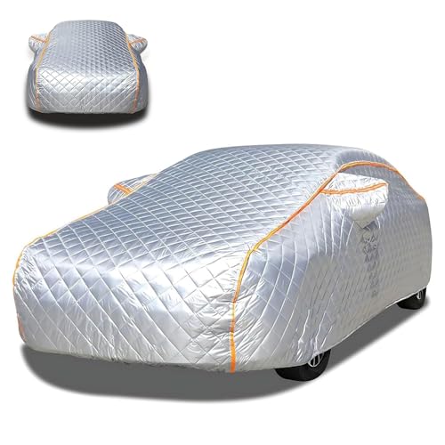 Car Cover for Volkswagen Polo Vivo Heavy Duty Outdoor Hail Protector Car Cover Waterproof All Weather for Automobiles Fit Hatchback Sedan Snowproof Dustproof Windproof with Door Zipper-Silver