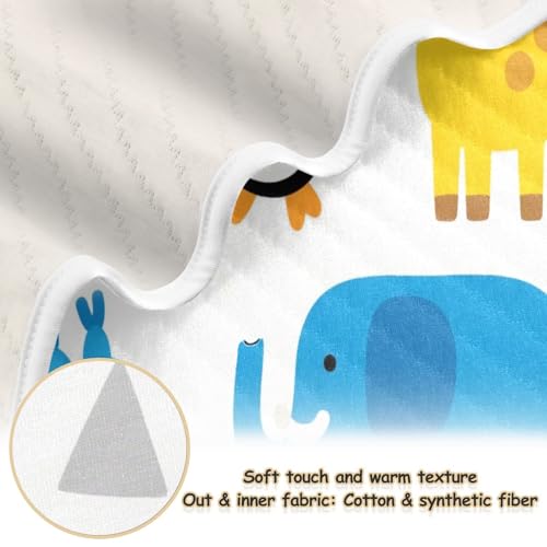 Custom Vector Animal Giraffe Elephant Blue Yellow Muslin Blanket Cozy personalizados para Name Blankets for Girls or Boys 30x40in Regalo para2