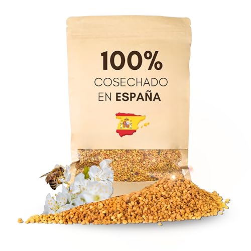300 Gramos - Polen de Abeja 100% Natural - Origen España - Polen de flores - Envase reutilizable con cierre ZIP - Sin residuos ni tratamiento químico