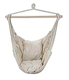 Swing Hanging Hammock Chair With Two Cushions (White)