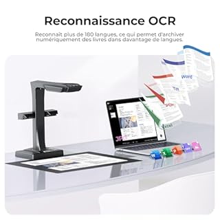 CZUR ET16 Plus Scanner de Documents & Livres, OCR Multilingue, Scan A3 Documents, 16 HD Megapixels, Support macOS & Windows, Conversion JPG en Word, Éditable PDF