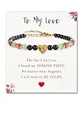 SENLLY Pulsera Personalizada con Inicial, Regalo Simbólico para Mujer de Piedra Natural & Cuenta de Letra Corazón A-Z a elegir, ajustable para novia