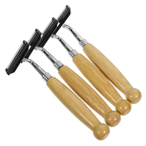 PACKOVE Maquinilla De Afeitar De Acero Inoxidable De 4 Piezas Afeitadora De Vello Corporal Afeitadora De Vello Afeitadora De Barba Recortadora De Vello Manual Afeitadora De Estilo