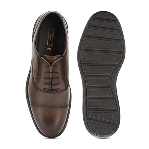 Image of Thomas Crick Genuine Leather Oxfords with Enhanced Comfort and Grip Lace -UP Shoes