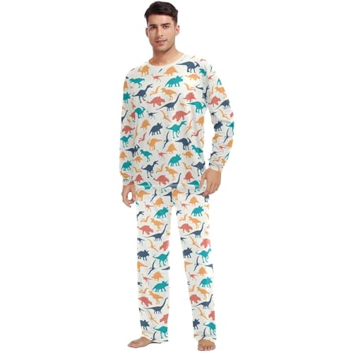 Unisex Pajama Set Long Sleeve Sleepwear Soft 2 Piece Loungewear Dinosaur Pj Sets for Women & Men2