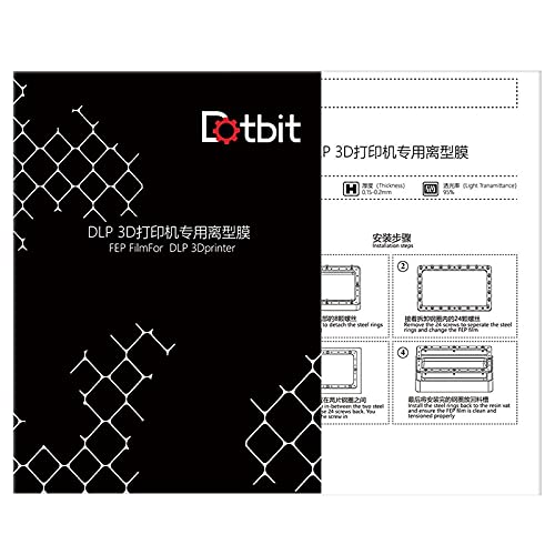 Lysee 3D Printer Parts & Accessories - Dotbit FEP Film Sheet, High Transmittance Strength for UV 3D Printer D7 DLP Photon LCD SLA Resin 200X140mm- 5Pcs - (Color: Transparent)