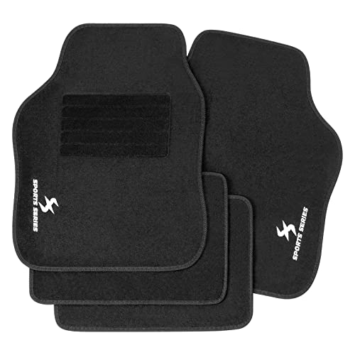 WOLTU Tapis Voiture Universel, Tapis de Voiture Antidérapant, 4 Pièces, Noir