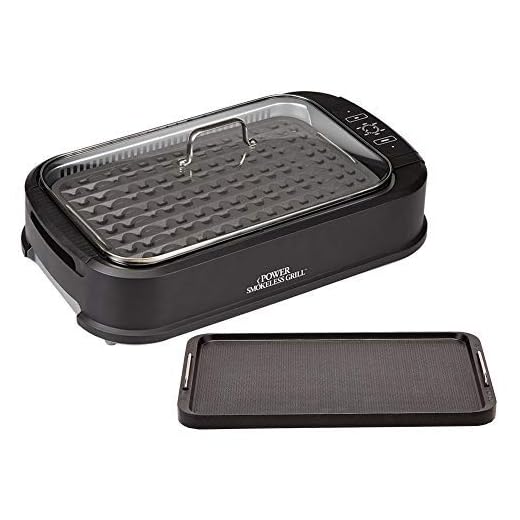 Power XL Smokeless Electric Indoor Removable Grill and Griddle Plates, Nonstick Cooking Surfaces, Glass Lid, 1500 Watt, 21X 15.4X 8.1, black