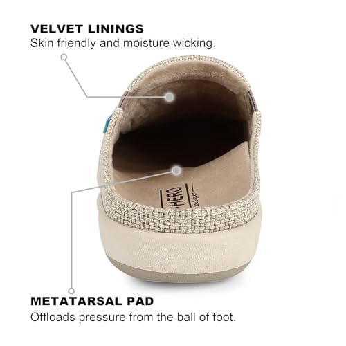 Womens Slippers with Arch Support, Walkhero House Orthopedic Slippers for Women with Suede Insole and Velvet Lining, Slip on Clog Indoor Outdoor House Shoes with Anti-Skid Rubber Sole2