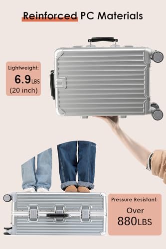20-Inch Carry On Luggage with Leather Handle, PC Zipperless Suitcase with Spinner Wheels and TSA Locks, 22x14x9 Airline Approved Luggage for Travel4