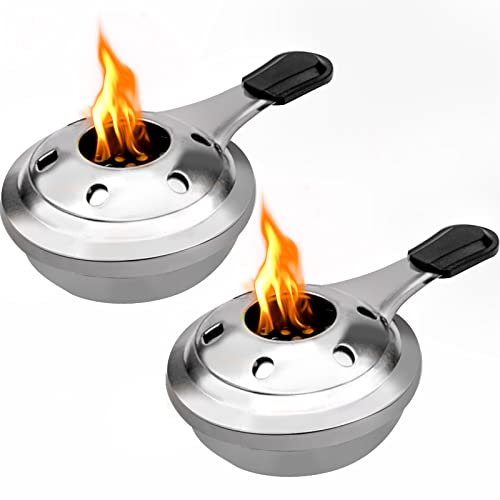 MINSHUXI 2Pcs Réchaud à Alcool Portable en Acier Inoxydable, Brûleur d'alcool Détachable pour Fondue, Brûleur à Alcool Gélifié pour Le Camping en Plein Air, Écologiquez
