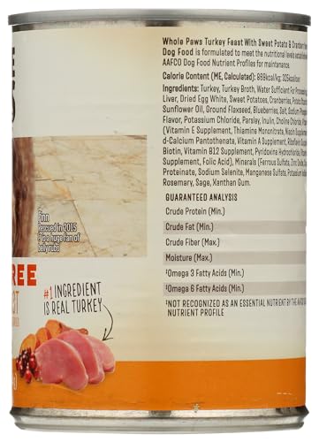 Image of Whole Paws, Grain-Free Wet Dog Food, Turkey Feast with Sweet Potato & Cranberries in Gravy, 13.2 Ounce