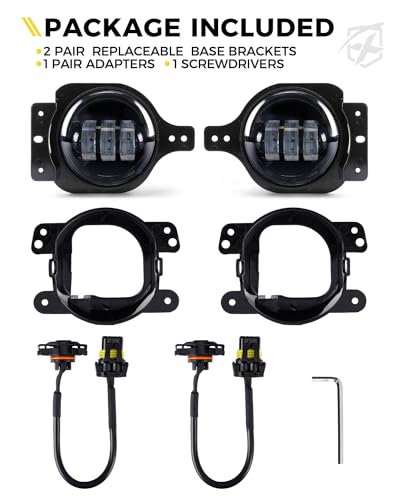 Image of 300% Bright 60W LED Fog Lights 6500K Compatible with 18+ Jeep JL JT, Yellow | 2 Light Functions, Angel Eye, Adjustable Angle, Waterproof, Plug N Play, DOT Approved