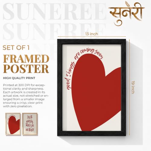 Image of Suneree Motivational Quotes Wall Art Set of 2 Framed Paintings | Inspirational Poster Just Be Yourself Good Things Coming | Bedroom Living Room Home Decor (Art 15, 13x19 Inches, Black)