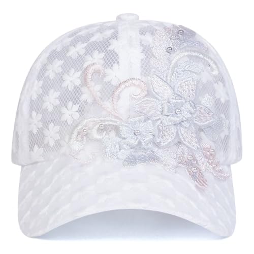Gorra de béisbol para mujer con bordado de flores de encaje miniatura 6