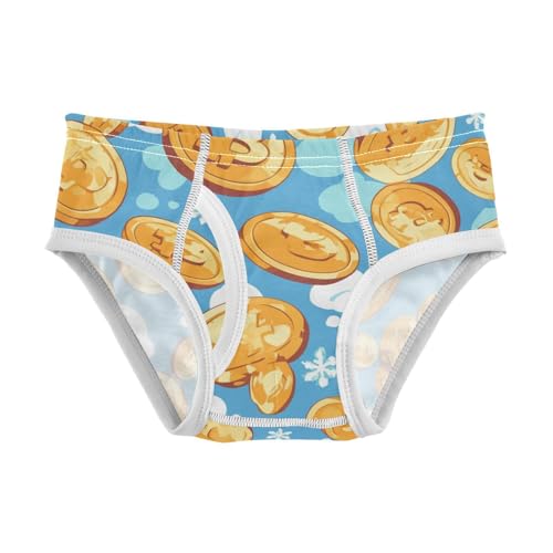 KLL Flying Bitcoins and Snowflakes Toddler Boys' Pure Cotton Underwear Cute Children Panties
