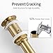 KES Sink Drain Without Overflow Bathroom Pop Up Drain Assembly Stopper Vessel Sink Brushed Gold for 1.6