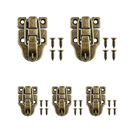 QWORK Pestillos de Caja Antigua, Cierre para Cajas de Madera Joyeros Maletas Gabinete Vintage, 5 Piezas