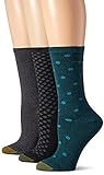 Gold Toe Women's Ultra Soft Texture Crew Socks, 3-Pairs, Deep Teal/Grey , Medium