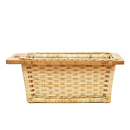 AKWAY Beechwood Wicker Basket With Partition Countertop For Modular Kitchen|Pull-Out Shelves For Onion,Potato(16.5 W(414Mm)X 20 L X 8H,Beige) Rectangular