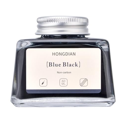Image of Hongdian Fountain Pen Bottled Ink Blue Black Color, 60ml Non Carbon Inkwell Bottle, Artist Calligraphy Ink