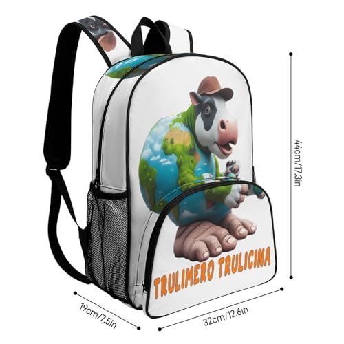 Trulimero-trulicina Merch Large Travel Backpack Italian-Brainrot Meme Waterproof Lightweight Daypack White 44x32x19cm2