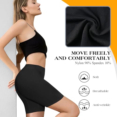 Image of ZENUTA Women 4 Pack Slip Short Under Dresses Underwear, Anti Chafing Seamless Cotton Shorts for Women Boy Shorts