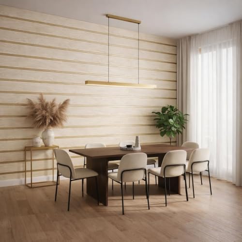 Image of Wallpaper for Walls | Vertical Wood Wall Stickers for Wall Decor | Self Adhersive Wall Paper for Home Kitchen Living Room and Bedroom | 45 Cm X 500 CM (3, Premium Golden Strip Wooden)