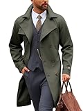 Runcati Mens Trench Coat Double Breasted Notched Lapel Casual Belted Windbreaker Fall Classic Long Jacket Overcoat