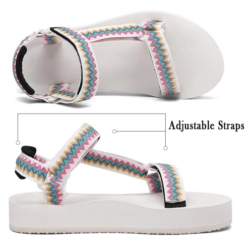 Image of Sport Walking Water Sandals for Women with Arch Support & Adjustable Straps Platform Sandals Women Height Increase