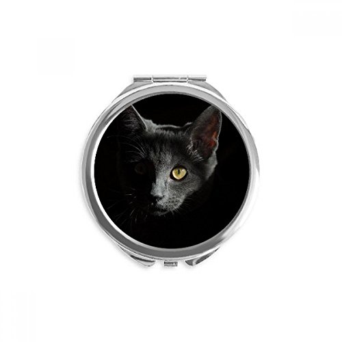Miroir de poche chat noir de 2,6x2,4 pouces pour maquillage de voyage