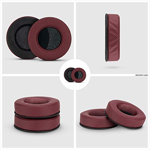 Image of Brainwavz Round Replacement Memory Foam Earpads - Suitable for Many Other Large Over The Ear Headphones - Sennheiser, AKG, HifiMan, ATH, Philips, Fostex, (Perforated Red)