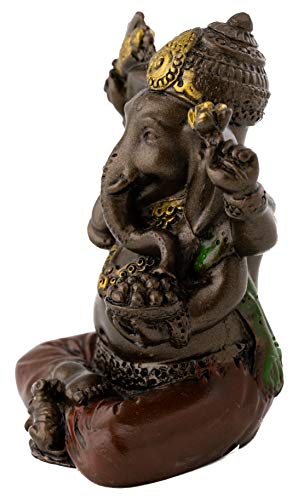 Top Collection Mini Ganesh Statue - Ganesha Lord of Success Sculpture in Premium Cold Cast Bronze with Colored Accents - 2-Inch Collectible New Age Hind God Figurine (Sm. Ganesh)