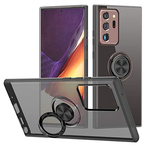 iMangoo Samsung Note 20 Ultra 5G Estuche TPU fino con anillo de rotación de 360 ° Soporte magnético para automóvil Estuche protector Protección contra caídas Cubierta de absorción de impactos Negro
