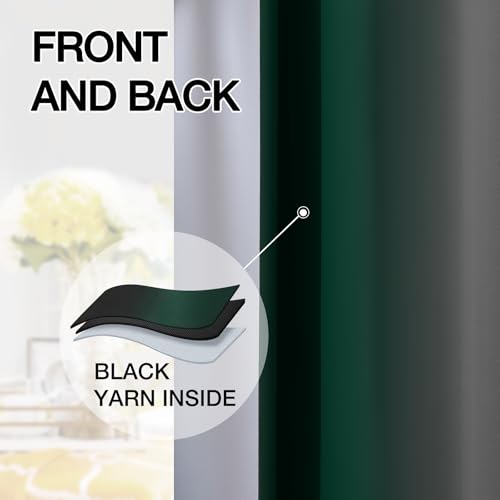Image of SimpleHome Ombre Green and Black Room Darkening Curtains 84 inches Length | Bedroom Curtains,Grommet Gradient Light Blocking Window Curtains for Living Room,Thermal Insulated Drapes 2 Panels,52wx84L