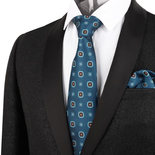 Image of Alizeal Mens Vintage Solid Plaid Tie with Pocket Square 3.15inches Necktie Set