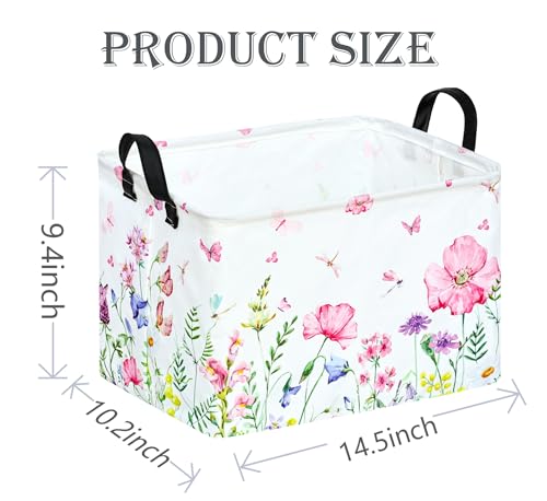 Image of Rectangle Gift Shelf Nursery Storage Basket Laundry Hamper Storage Box and Bins for Home Clothes with Handles