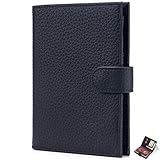 [RenLianyi] パスポートケース スキミング防止 本革 二つ折り 薄型 パスポートカバー 財布 一体型 軽量 おしゃれ パスポート カードケース 多機能収納ポケット付き 国内海外旅行用品 トラベルウォレッド 航空券入れ 海外出張 贈り物 コンパクト ブラック
