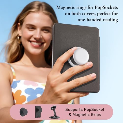 Image of CoBak Cute Case with Fold-Back Magnetic Cover for 7 inch Kindle Paperwhite 12th Gen 2024 and Colorsoft - for PopSockets Grip, Compatible with iPhone MagSafe and Anker Wireless Charging Pads, Auto Wake