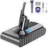 6000mAh Battery for Dyson V8, Powtree Replacement Battery for Dyson SV10 Compatible with V8 Animal Absolute Fluffy Motorhead Cordless Vacuum Cleaner (2 Filter + 1 Screwdrivers + 3 Screws+ 1 Brush)