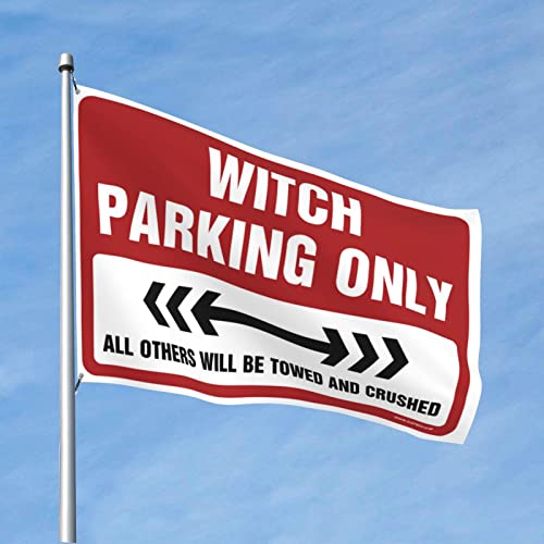 Bandera de coche Witch Parking para decoración de patios en otoño con medida de 152 x 244 cm
