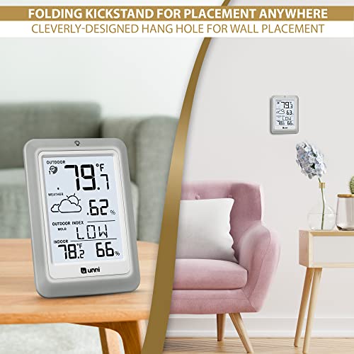 Indoor Outdoor Thermometer Hygrometer Wireless Weather Station, Temperature Humidity Monitor Battery Powered Inside Outside Thermometer With 330Ft Range Remote Sensor And Backlight Display #TOP6