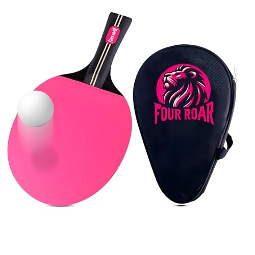 FourRoar | Pala Ping Pong Rosa con 7 Capas | Raqueta Ping Pong para Jugadores de Todos los Niveles |...