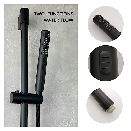 Tuyau de douche 1,5m et ensemble de douche réglable noir mat en laiton - 4