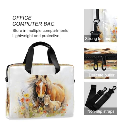 Funda para laptop con diseño de caballo y flores miniatura 4
